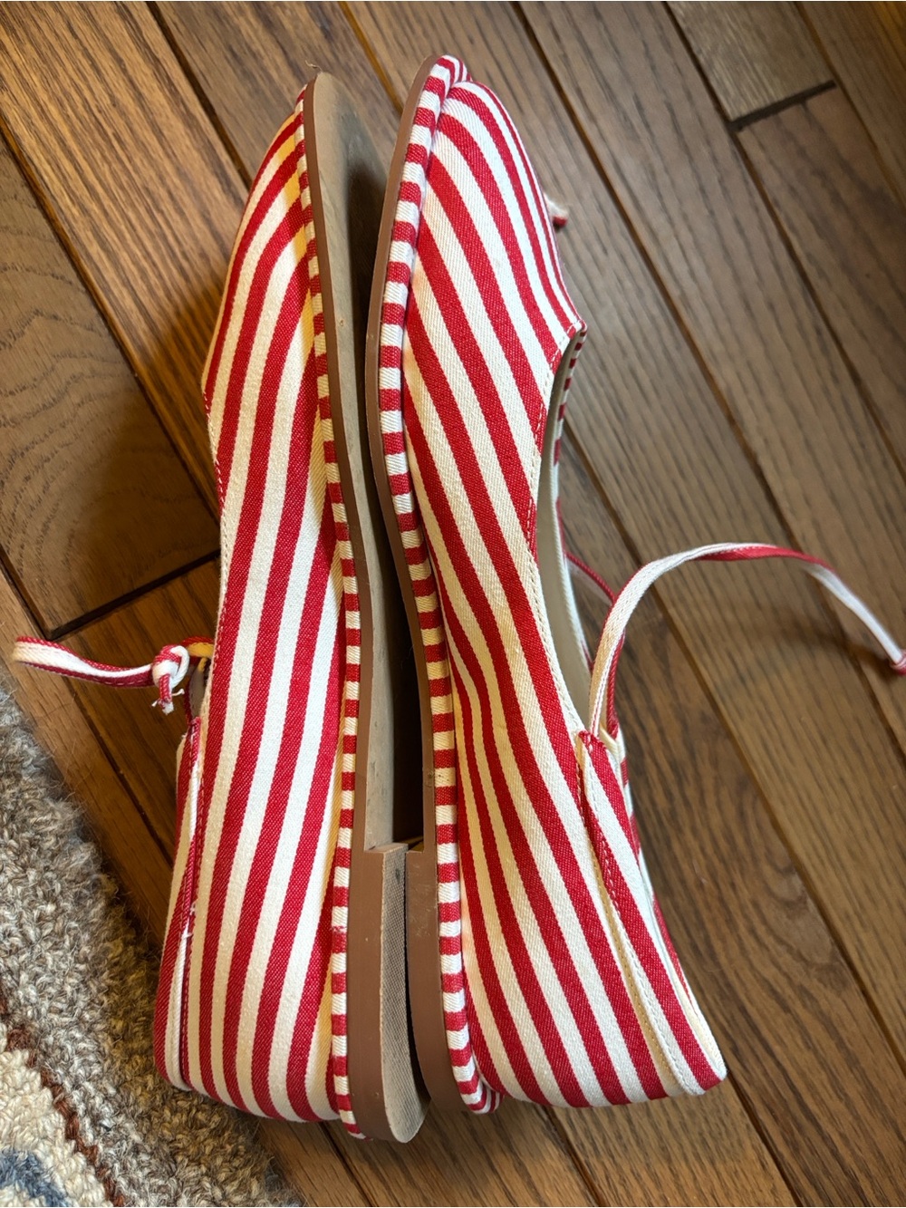 Matisse Red and White Striped Canvas Flats